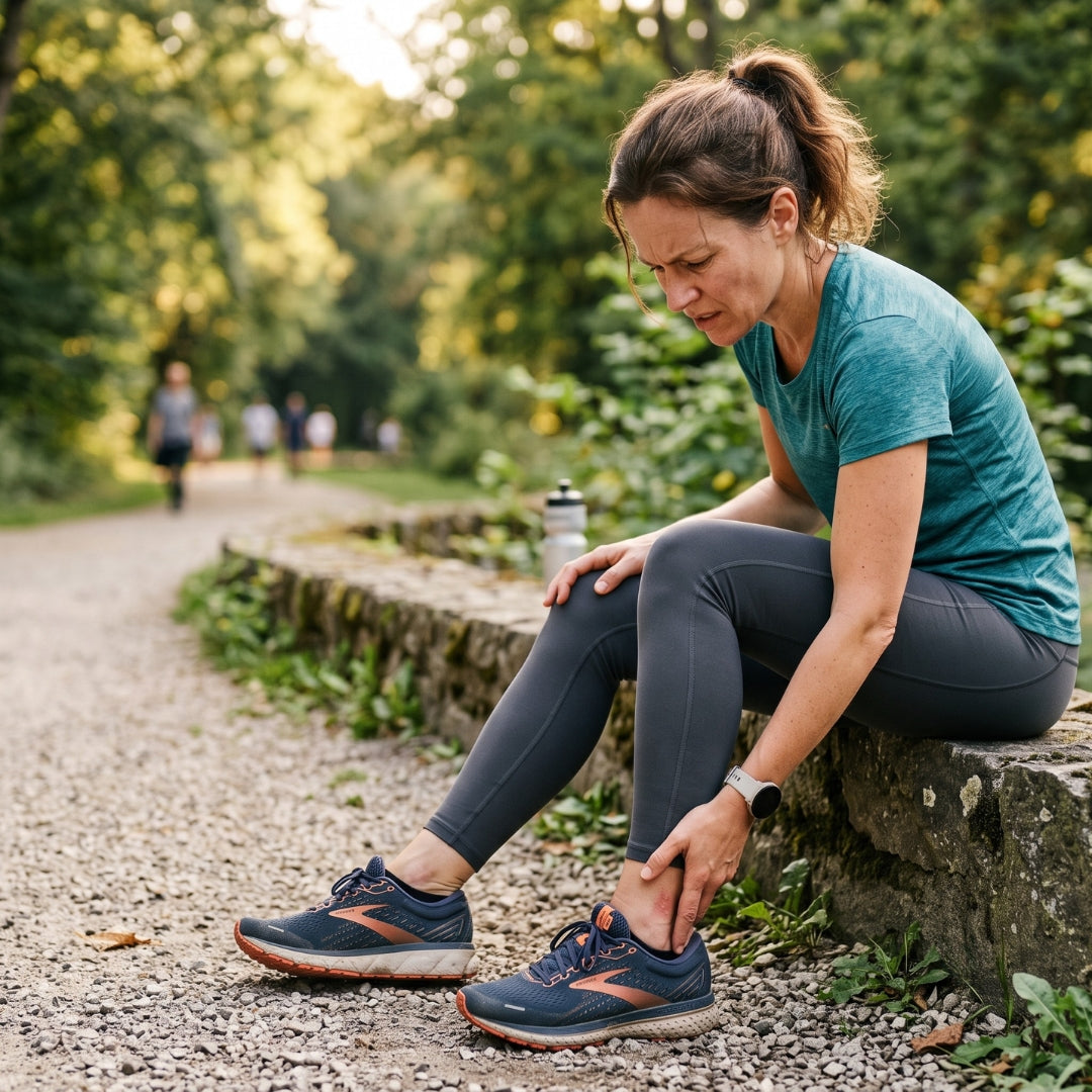 runner tenant son tendon d'Achille, tendinite traitement maison, récupération sportive Image